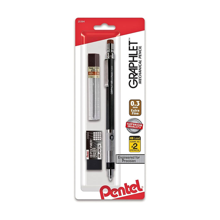 Pentel Graphlet Sharpie mechanical pencil in retail blister 0.3mm packaging.