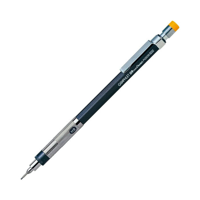 0.9mm - Pentel Graphlet Sharpie mechanical pencil with yellow push button and precision metal nib.