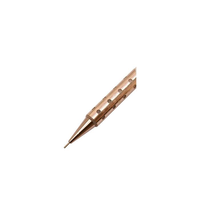 Close-up of Pentel Stein 0.3mm mechanical pencil tip showing fine lead sleeve and precision point.