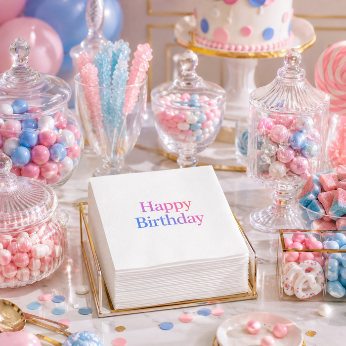 Pink & Blue Birthday Napkins, 50-Pack, 3-ply, Birthday Party Decor