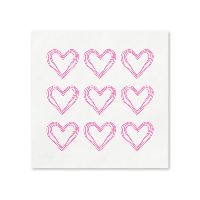 Pink Hearts Valentine’s Day Cocktail Napkins, 50-Pack, 3-ply, Valentine’s Day Party Decor