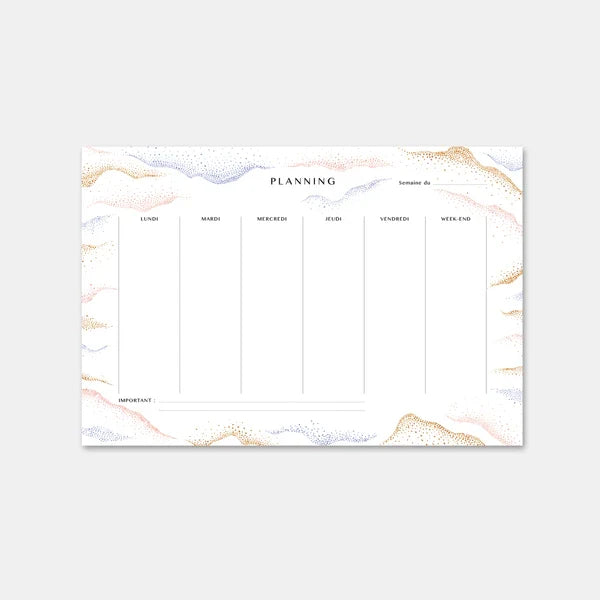 Quartier Libre Papier Free Quarter Planner Pad - Stardust, shown from the front.