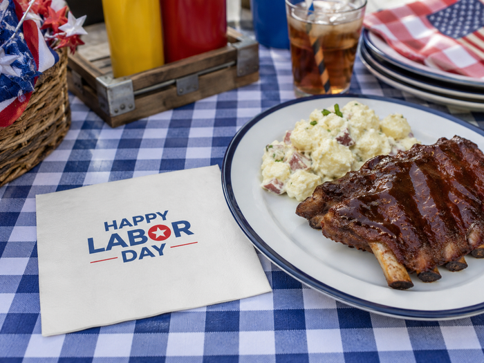 Red & Blue Labor Day Cocktail Napkins, 50-Pack, 3-ply, Labor Day Party Decor