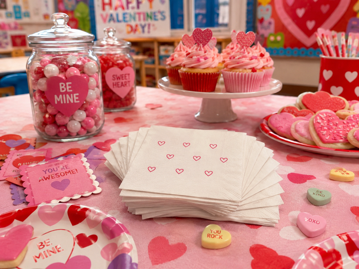 Red Hearts Valentine’s Day Cocktail Napkins, 50-Pack, 3-ply, Valentine’s Day Party Decor