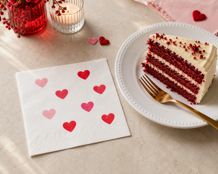 Red & Pink Hearts Cocktail Napkins, 50-Pack, 3-ply, Valentine’s Day Party Decor