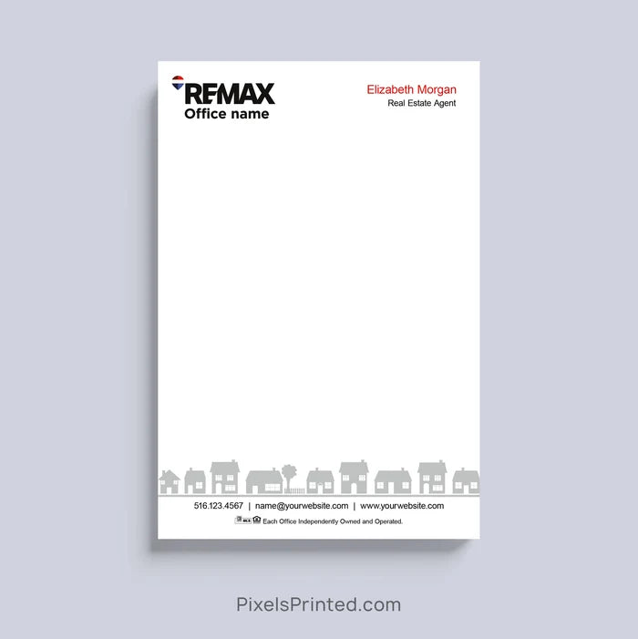 Personalized RE/MAX neighborhood realtor notepad with your logo, contact information and neighborhood-inspired design.