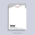 RE/MAX realtor notepad with house roof design and personalized branding