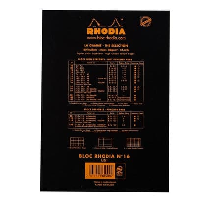 Rhodia No. 16 Head Stapled Pad (A5, Plain) - The Journal Shop