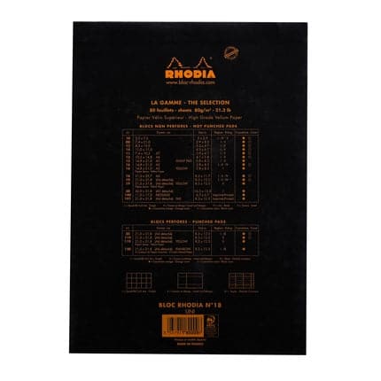 Rhodia No. 18  Head Stapled Pad (A4, Plain) - The Journal Shop