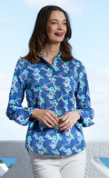 DIzzy-Lizzie Rome Long Sleeve Shirt - Navy Ground With Dragons available at Barbara Katz