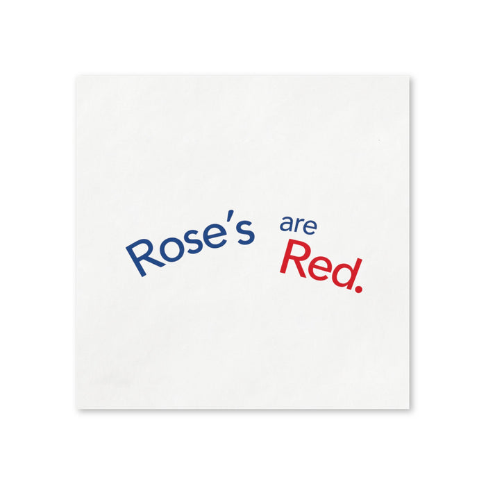 Rose's Are Red Valentine’s Day Cocktail Napkins, 50-Pack, 3-ply, Valentine’s Day Party Decor