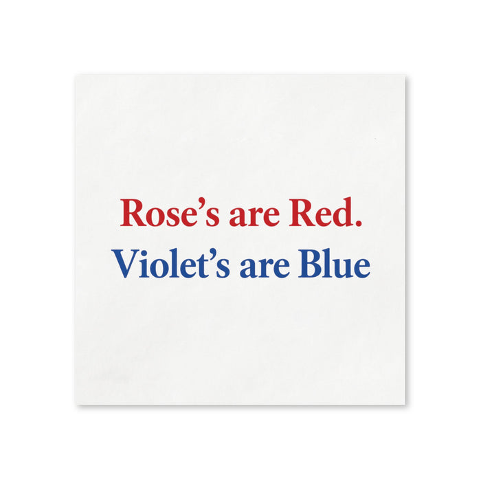 Rose's are Red, Violet's are Blue Valentine’s Day Napkins, 50-Pack, 3-ply, Party Decor