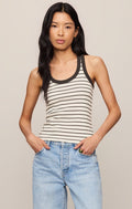 Z Supply Rowe Striped Scoop Tank in Cloud available at Barbara Katz
