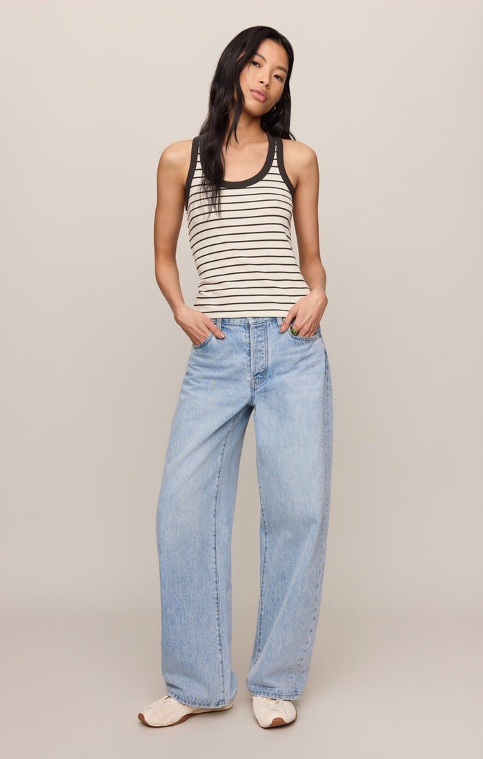 Z Supply Rowe Striped Scoop Tank in Cloud available at Barbara Katz