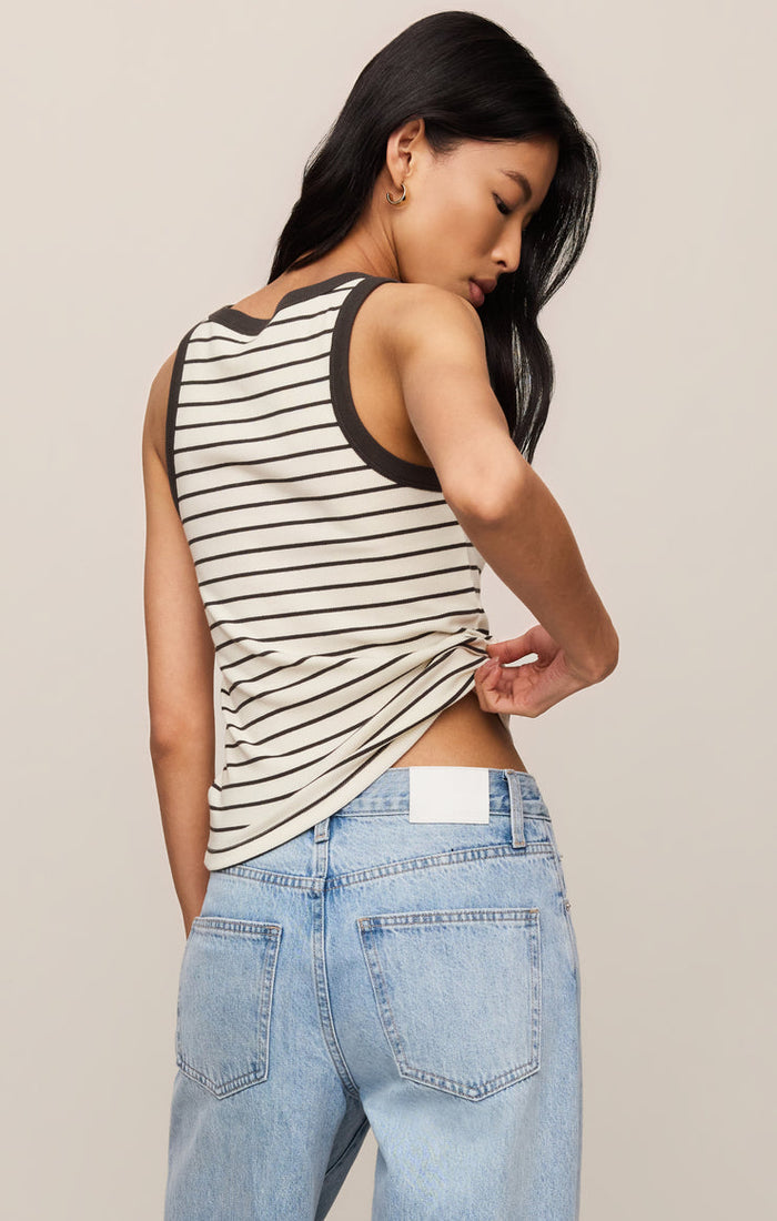 Z Supply Rowe Striped Scoop Tank in Cloud available at Barbara Katz