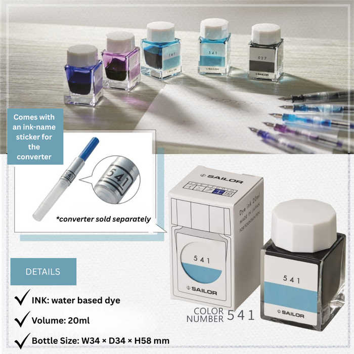 Sailor Ink Studio Bottled Fountain Pen Ink 20ml, shown from another angle.