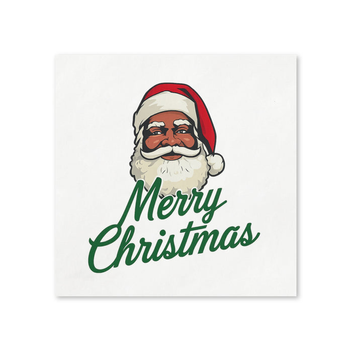 Santa Merry Christmas Cocktail Napkins,  50-Pack, 3-ply, Christmas Party Decor, Holiday Napkins
