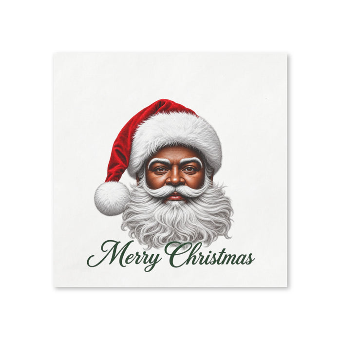 Santa Merry Christmas Cocktail Napkins, 50-Pack, 3-ply, Holiday Party Napkins