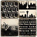 Seattle B&W Drink Coasters
