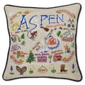 Ski Aspen Hand-Embroidered Pillow