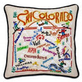Ski Colorado Hand-Embroidered Pillow