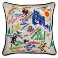 Ski Utah Hand-Embroidered Pillow