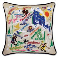 Ski Utah Hand-Embroidered Pillow