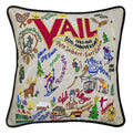 Ski Vail Hand-Embroidered Pillow