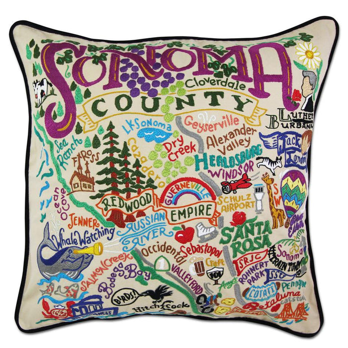 Sonoma County Hand-Embroidered Pillow