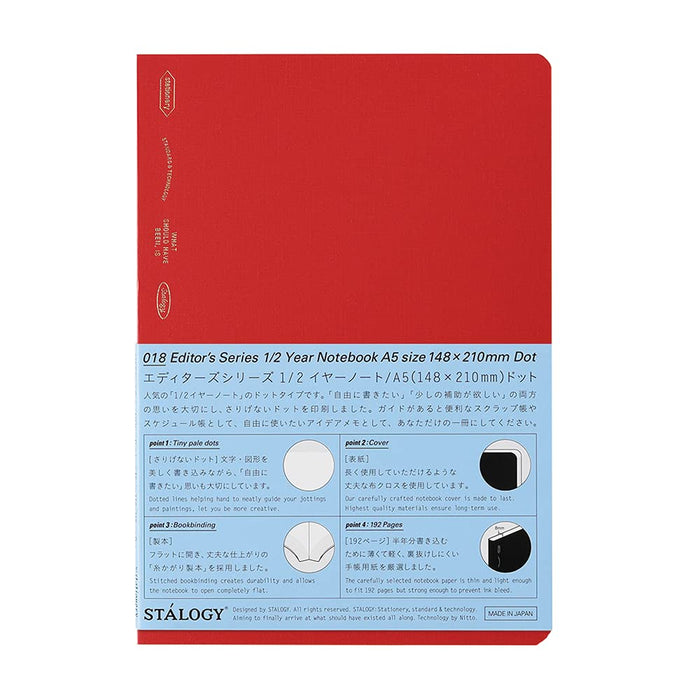 Stalogy 1/2 Year Notebook in A5 with dot grid paper, a slim 192-page notebook.