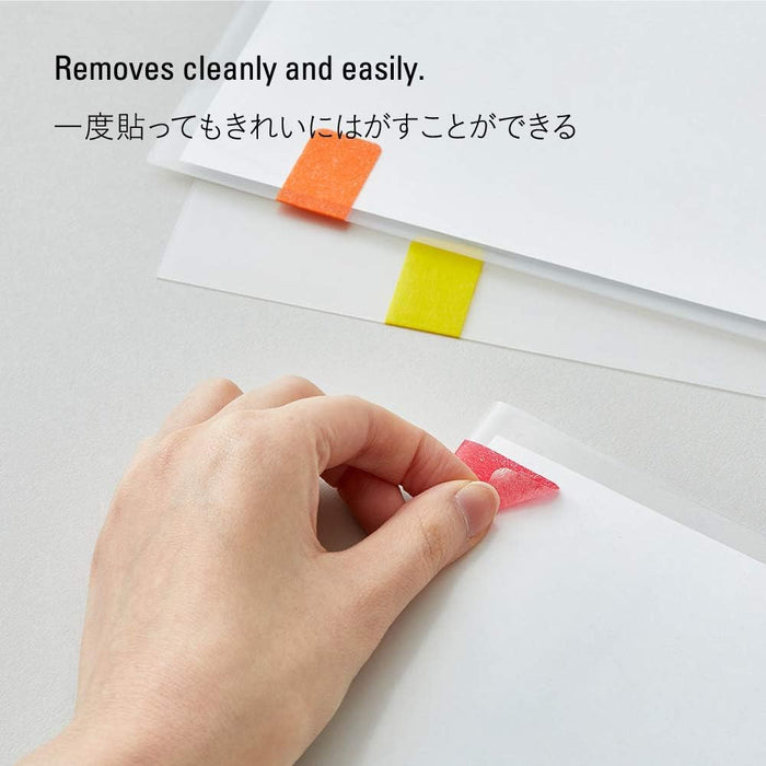 A close-up view of a washi label adhering smoothly to a page, demonstrating its quality.