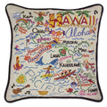 State of Hawaii Hand-Embroidered Pillow