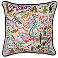 State of Louisiana Hand-Embroidered Pillow