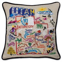 State of Utah Hand-Embroidered Pillow