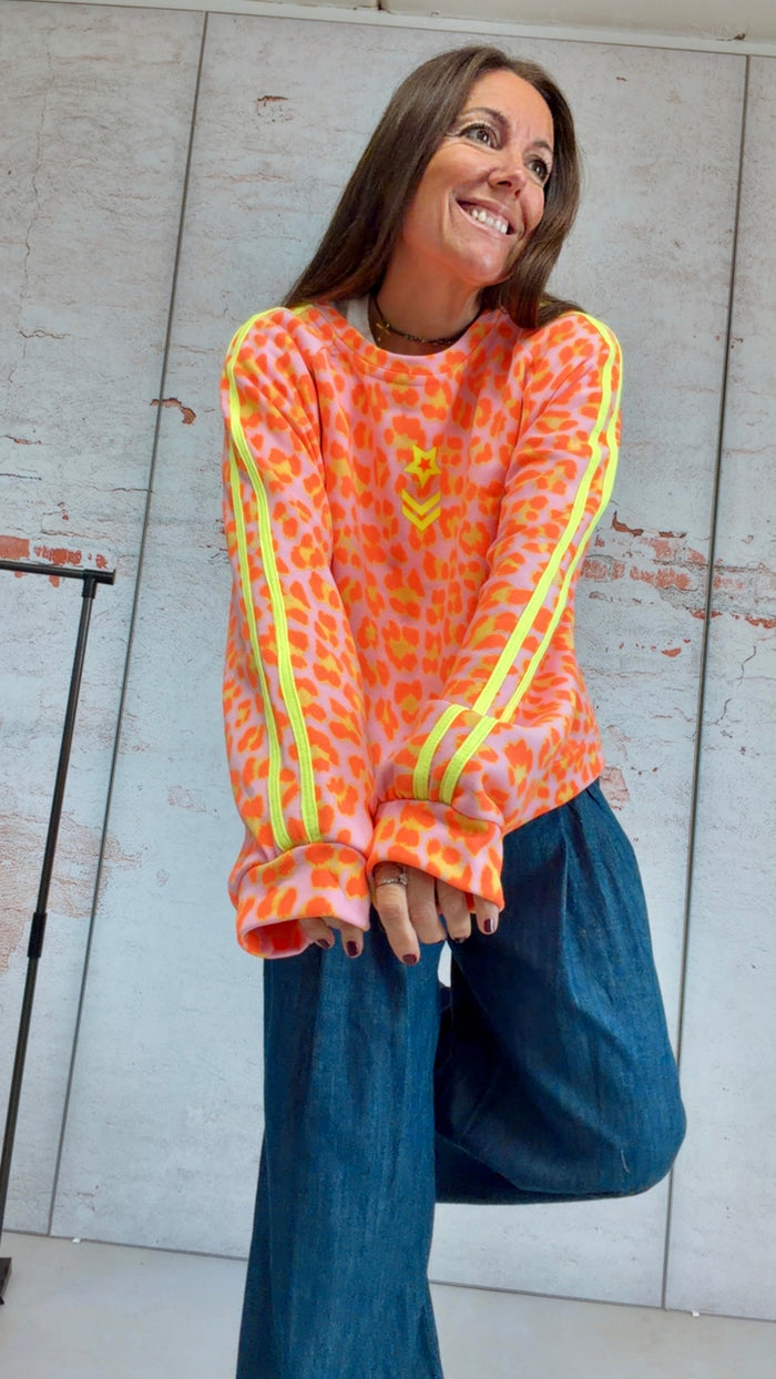 Sudadera "Brunch" neon yellow, flúor y rosa — vista detalle