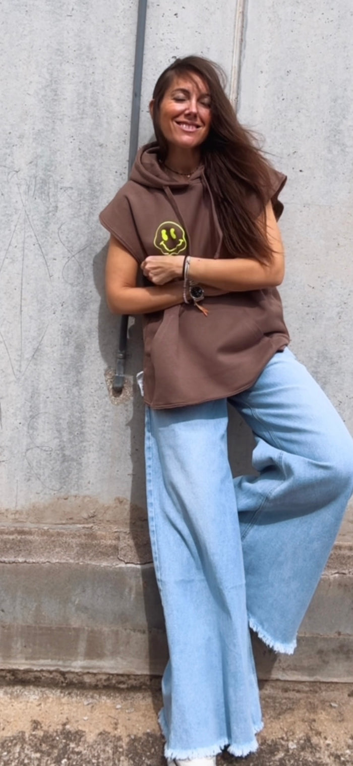 Sudadera "Buen Rollito" afelpada con capucha, flúor