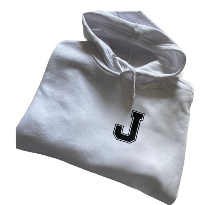 Sudadera “college minimal” blanco con capucha