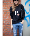 Sudadera con inicial y estrella color negro “calentita”