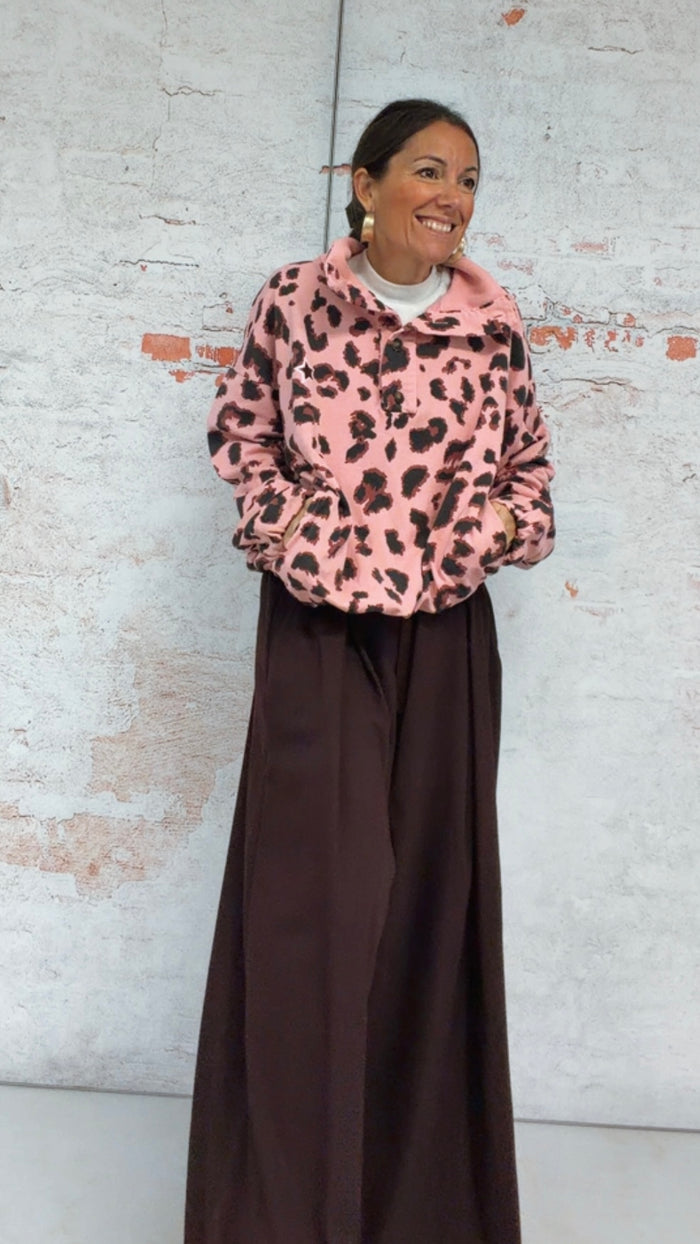 Sudadera "Leopard pink", negro y rosa — vista detalle