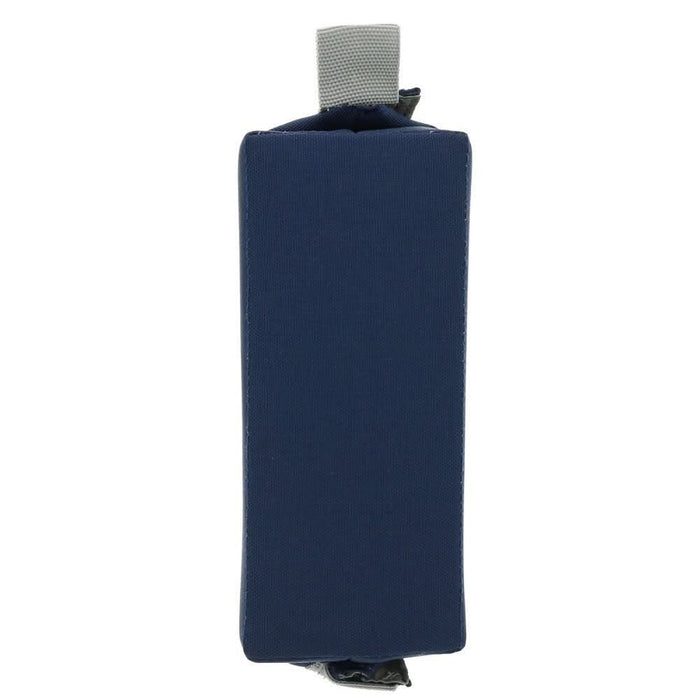 Side view of Sun-Star Arkno portable pen pouch in navy with grey strap, standing upright.