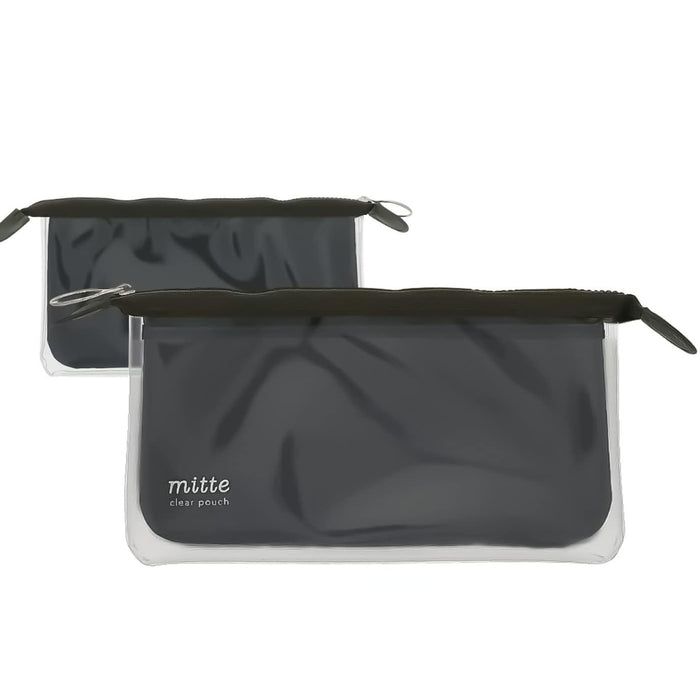Side view of Sunstar Clear Pouch Mitte Flat Light in black with semi-transparent design.
