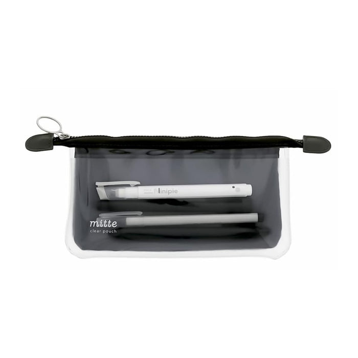 Open Sunstar Clear Pouch Mitte Flat Light in black showing storage space inside.