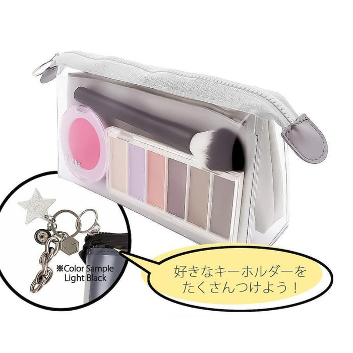 Sunstar Mitte gusset clear pouch in light grey filled with stationery and small daily essentials.