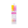 Sun-Star DOT É Pen Square Marker Pack A, boxed set of four dual-tip markers in yellow, orange, pink, and purple.