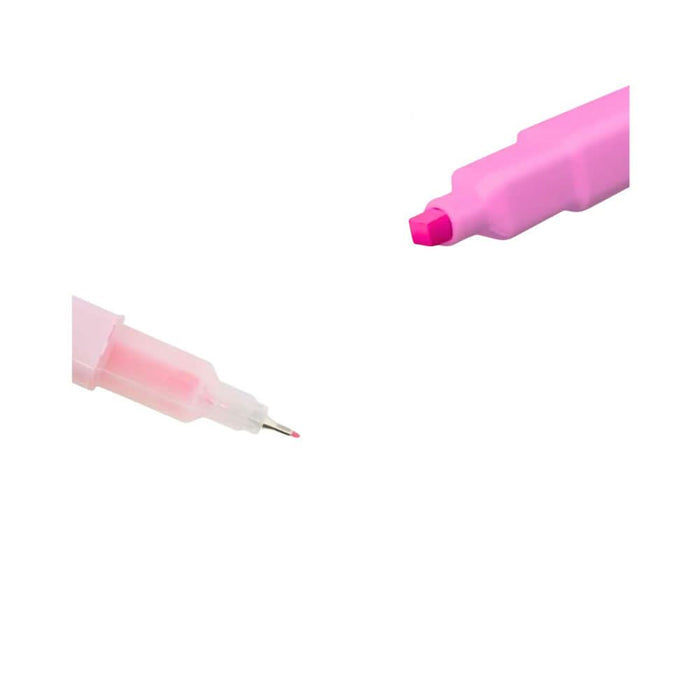 Close-up of Sun-Star DOT É Pen Square Marker dual tips, showing the fine nib and square chisel nib in pink.