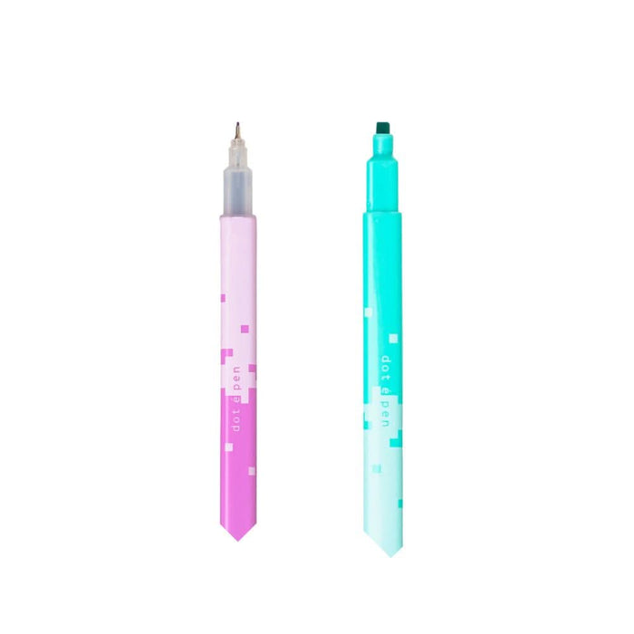 Two Sun-Star DOT É Pen Square Markers from Pack A, one with a fine tip and one with a square tip, in pink and turquoise colours.