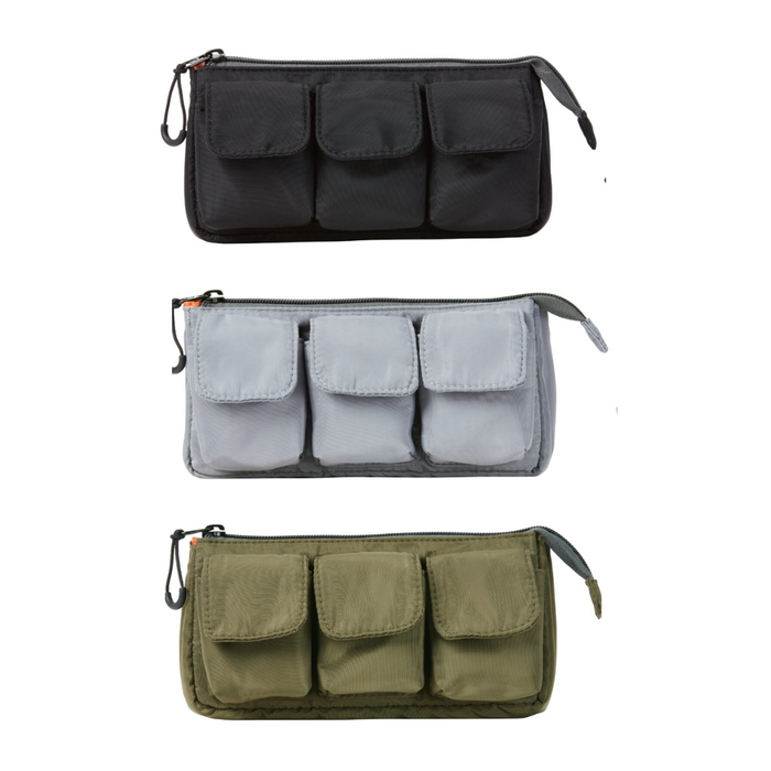 Sun-Star Gears Pack Multi-Function Pencil Case with Multiple Pockets, shown from the front.