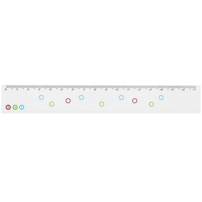 Sun-Star IITEN Dividing Ruler in white featuring colourful numbered guide holes and 17 cm scale markings.