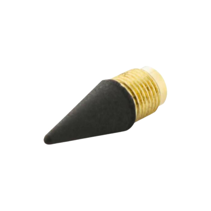 Sun-Star Metacil Extra Lead Refill shown at an angle, with black writing tip and gold screw fitting.
