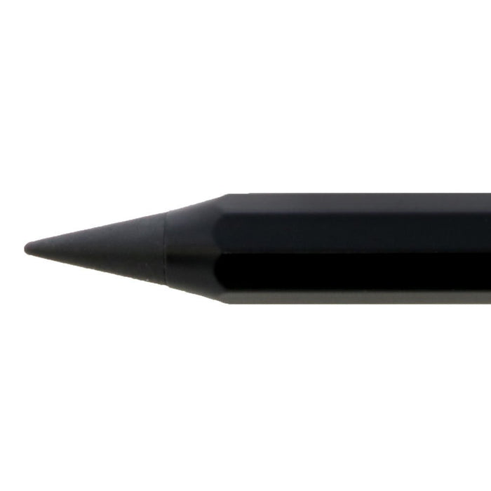 Close-up of the writing tip of the Sun-Star Metacil Metal Lead Pencil in black, showing fine precision point.